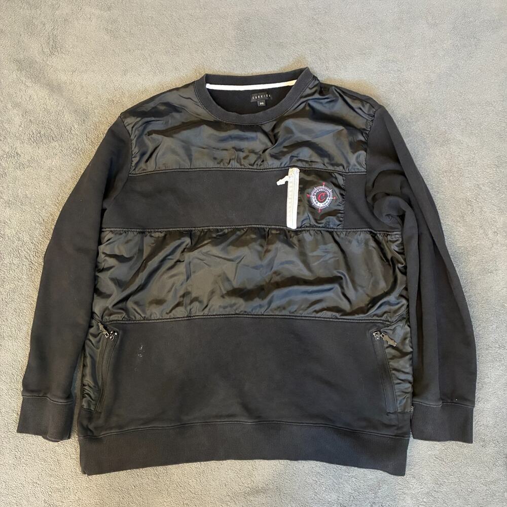 Cookies SF Black Long Sleeve Zip Pockets Ribbed Crewneck Sweater Men's Size 3XL